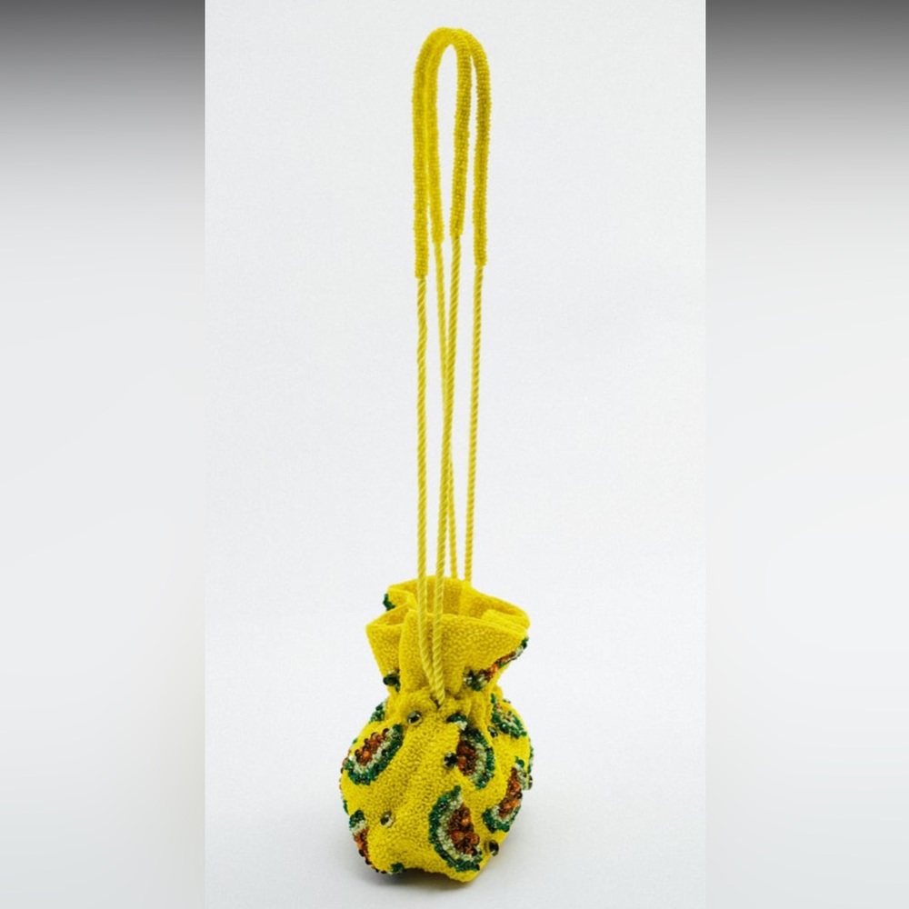 Zara beaded watermelon pattern bucket bag, rope shoulder strap - Picture 8 of 10